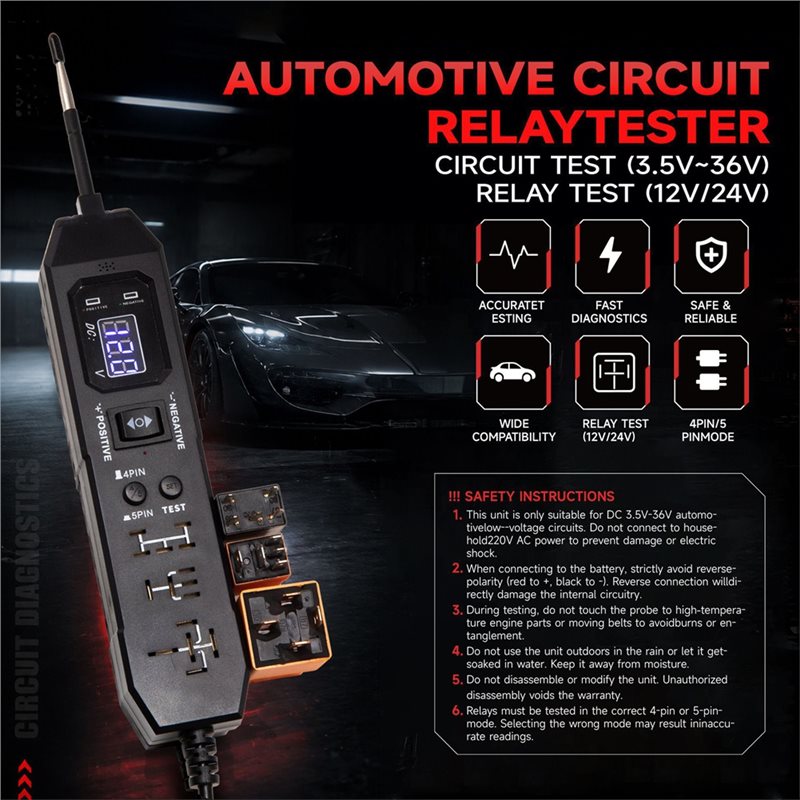 NEW-Automotive Relay Tester, D - Power Supply Tester 评论和价格
